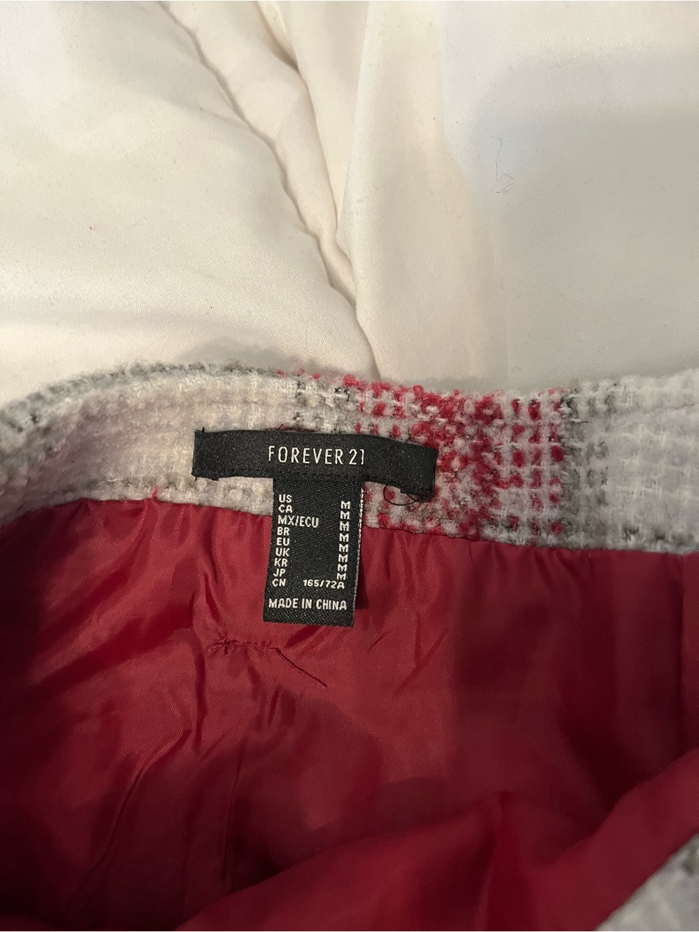 Forever 21 Red & White Plaid Belted Mini Skirt - Picture 2 of 2